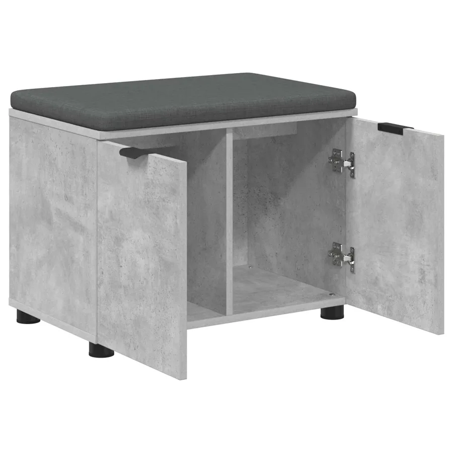 Banc d'entrée avec coussin Gris Béton 60 x 38 x 46 cm - 5
