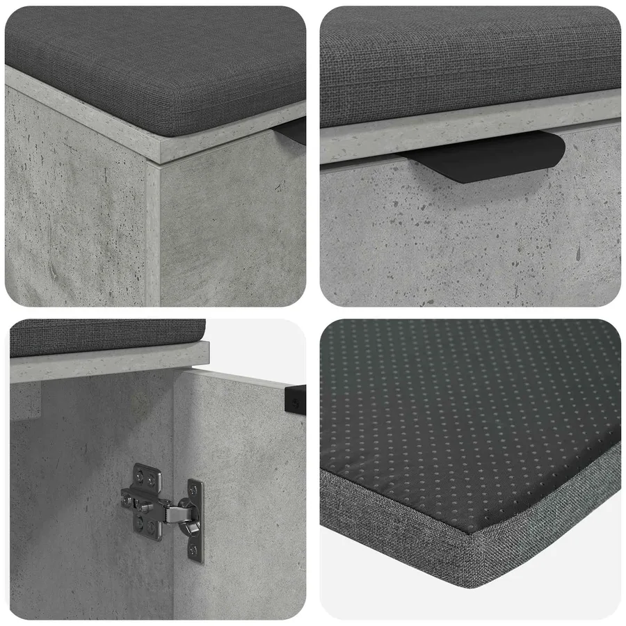 Banc d'entrée avec coussin Gris Béton 60 x 38 x 46 cm - 9
