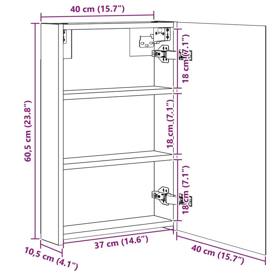 Armoire Miroir de Salle de Bain Chêne artisan - 11