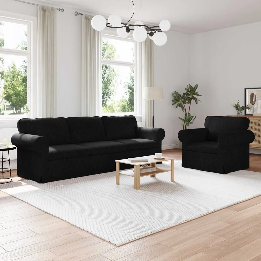 Ensemble de Canapés 2 pcs Noir 245 x 82 x 80 cm tissu