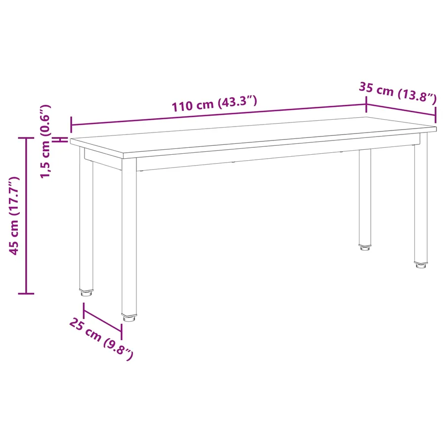 banc Gris Sonoma 110 x 35 x 45 cm Bois d'ingénierie - 8