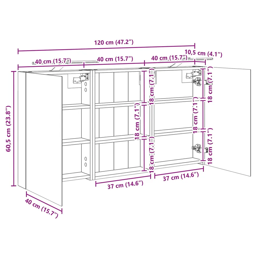 Ensemble de Meubles de Salle de Bain 3 pcs 120 x 10,5 x 60,5 cm - 12