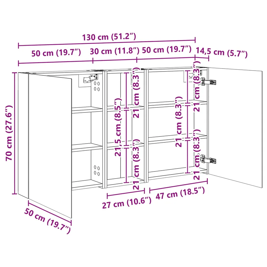 Ensemble de Meubles de Salle de Bain 3 pcs 130 x 14,5 x 70 cm - 12