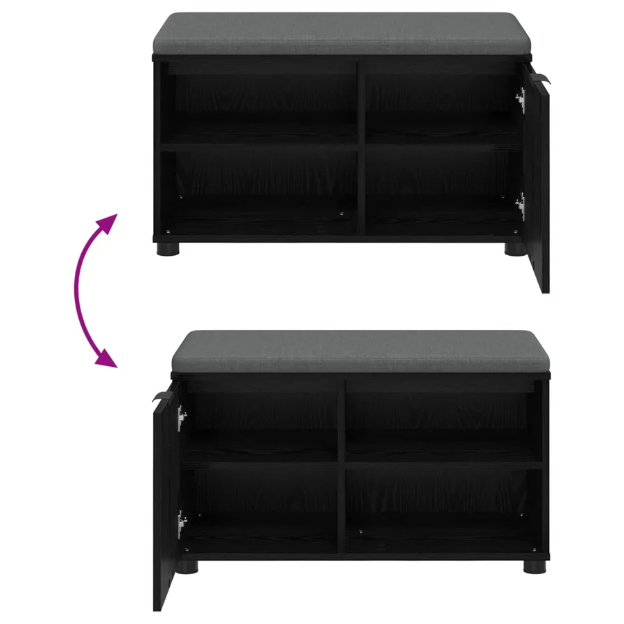 Banc d'entrée avec coussin Chêne Noir 80 x 38 x 46 cm - 8