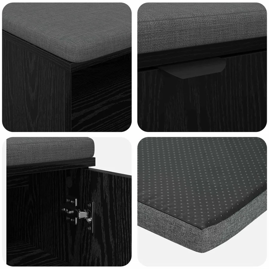 Banc d'entrée avec coussin Chêne Noir 80 x 38 x 46 cm - 9
