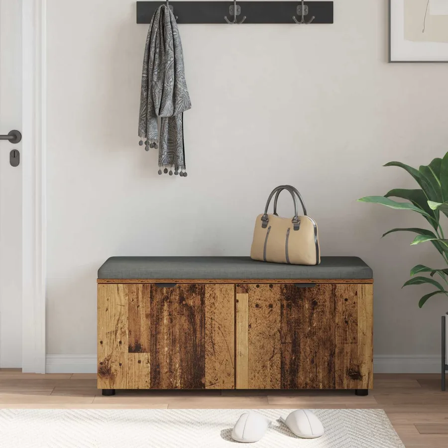 Banc d'entrée avec coussin Bois ancien 100 x 38 x 46 cm - 4