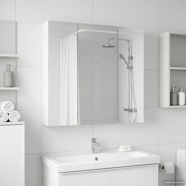 Armoire Miroir de Salle de Bain Blanc 70 x 14,5 x 70 cm