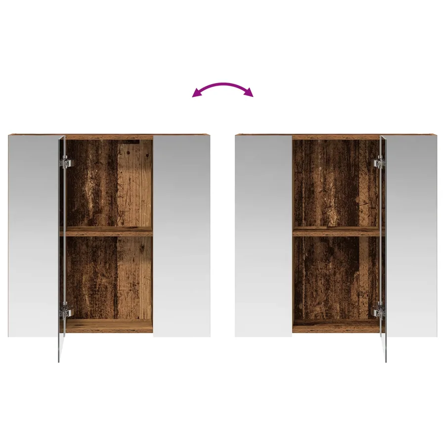 Armoire Miroir de Salle de Bain Bois ancien 70 x 14,5 x 70 cm - 10