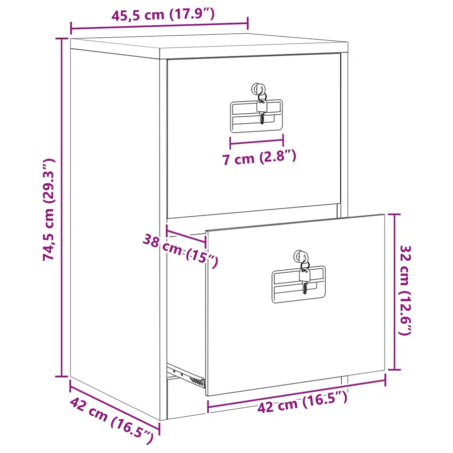 Cabinet de Dossier avec tiroir Blanc 45,5 x 42 x 74,5 cm - 14