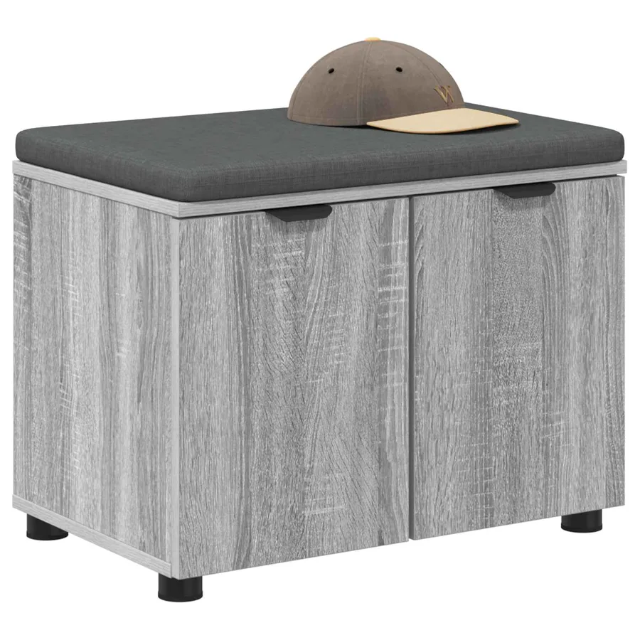 Banc d'entrée avec coussin Gris Sonoma 60 x 38 x 46 cm - 3