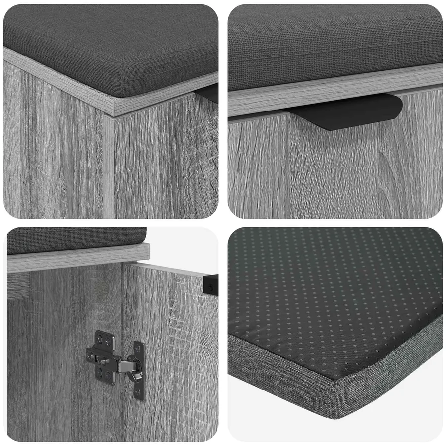 Banc d'entrée avec coussin Gris Sonoma 60 x 38 x 46 cm - 9