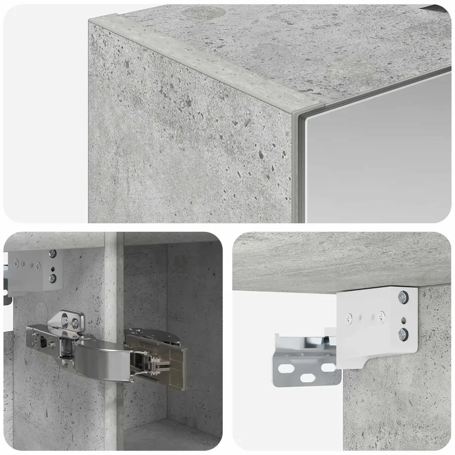 Armoire Miroir de Salle de Bain Gris béton 60 x 14,5 x 70 cm - 10