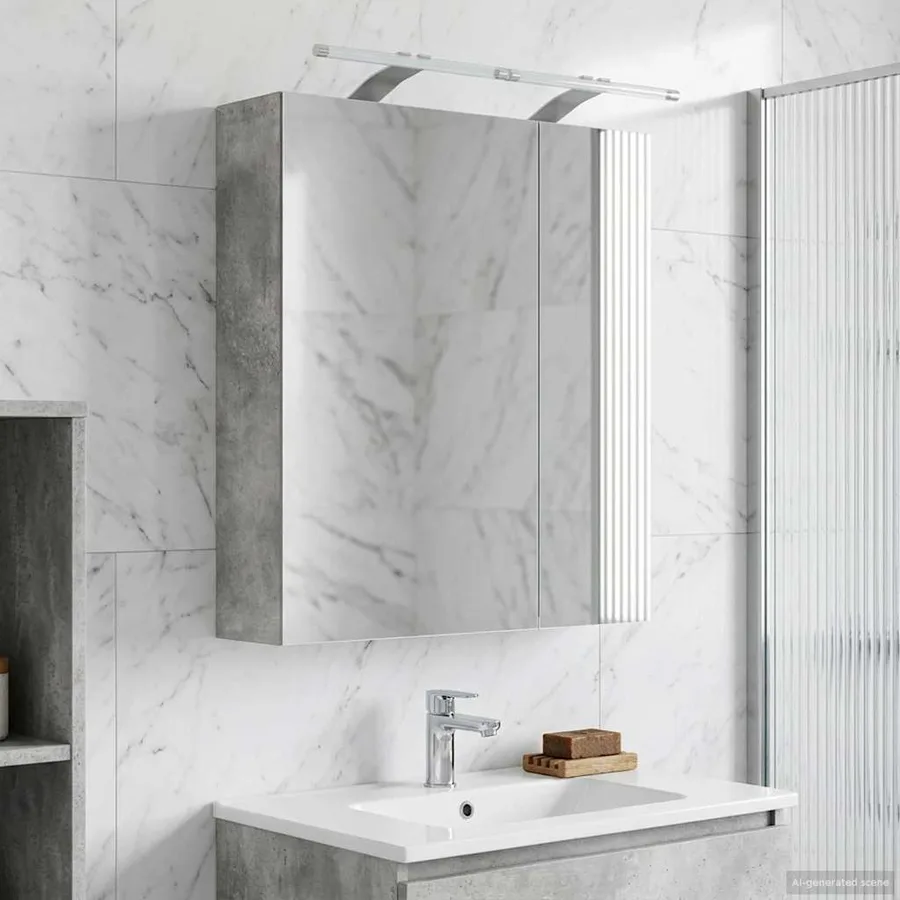 Armoire Miroir de Salle de Bain Gris béton 60 x 14,5 x 70 cm - 4