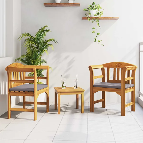 Ensemble de salon Rose de jardin 3 pcs Bois d'Acacia Massif