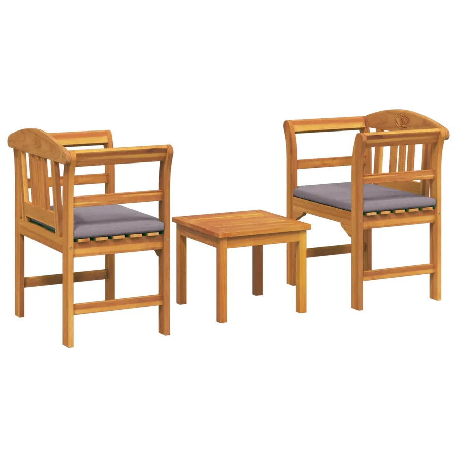 Ensemble de salon Rose de jardin 3 pcs Bois d'Acacia Massif - 2