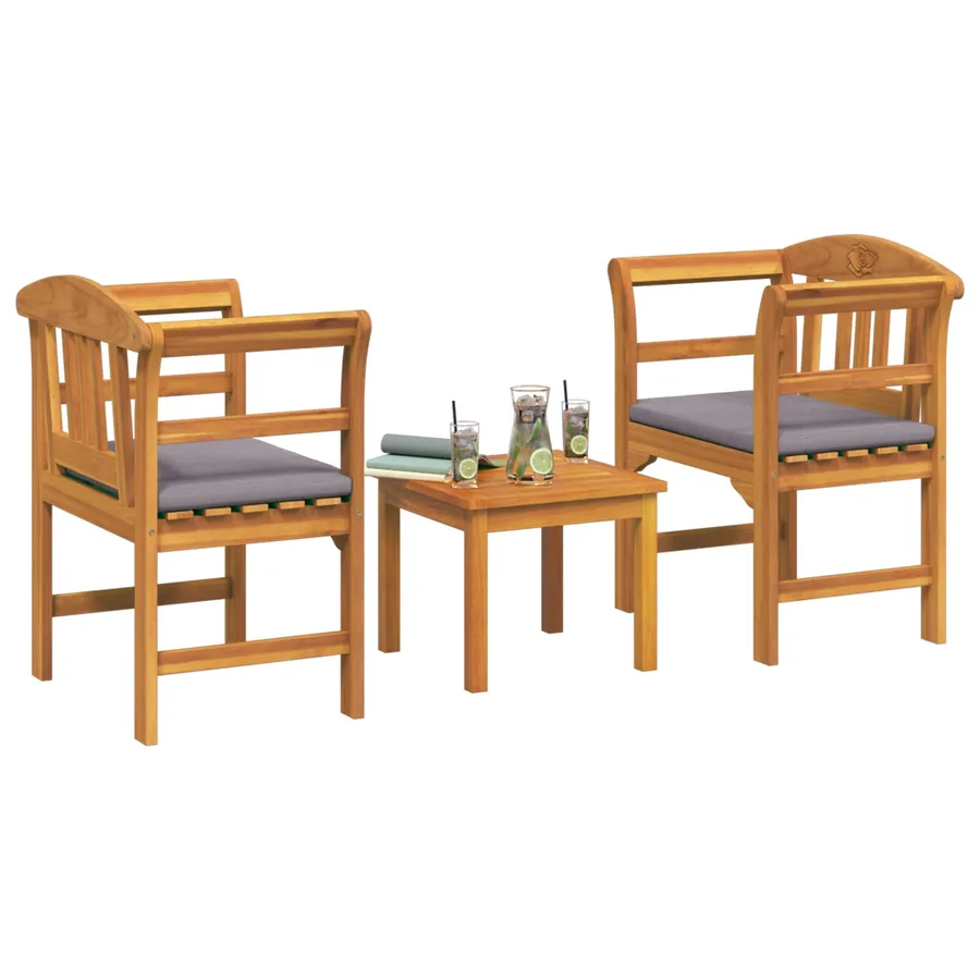Ensemble de salon Rose de jardin 3 pcs Bois d'Acacia Massif - 3