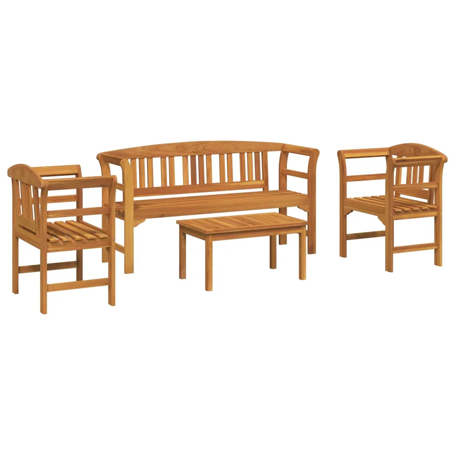 Ensemble de salon Rose de jardin 4 pcs Bois d'Acacia Massif - 2