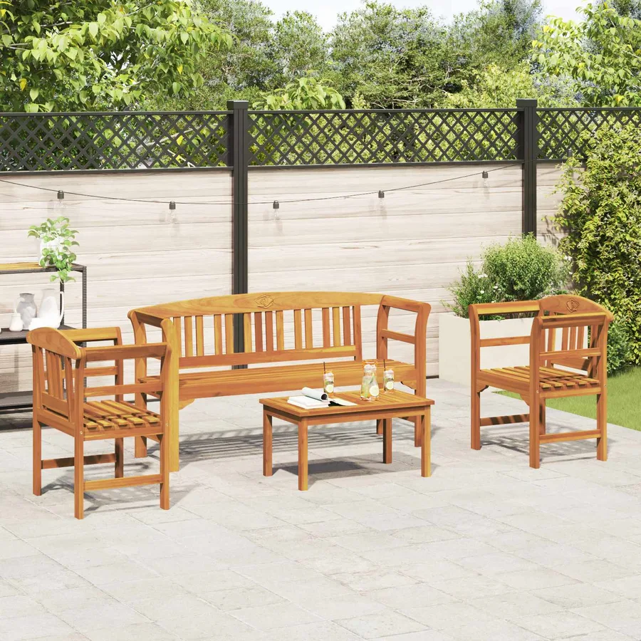 Ensemble de salon Rose de jardin 4 pcs Bois d'Acacia Massif - 4