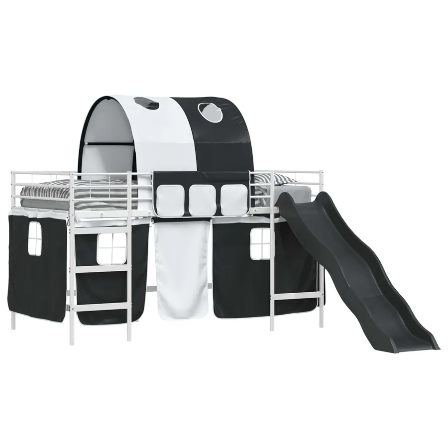 Lit mezzanine pour enfants Blanc et Noir 80 x 200 cm Métал - 2