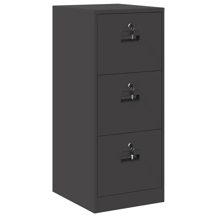 Cabinet de Dossier Noir 44 x 50 x 106.5 cm Acier Laminé à Froid - 2