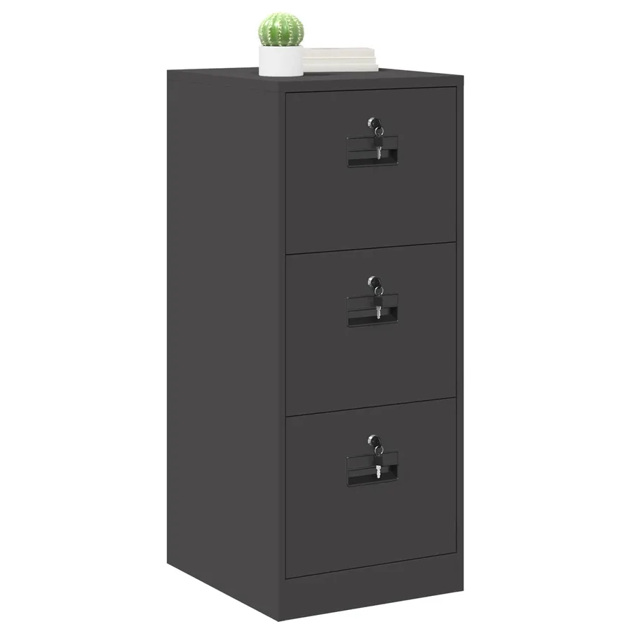 Cabinet de Dossier Noir 44 x 50 x 106.5 cm Acier Laminé à Froid - 3