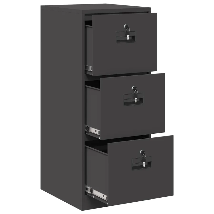 Cabinet de Dossier Noir 44 x 50 x 106.5 cm Acier Laminé à Froid - 6