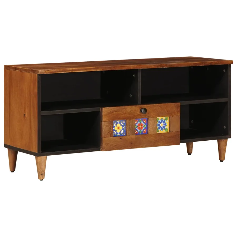 Meuble TV Noyer 100 x 33 x 46 cm Bois de mangue massif - 2