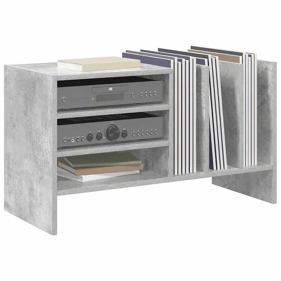 Meuble à vinyles Gris béton 78,5 x 35 x 45 cm Bois d'ingénierie - 3