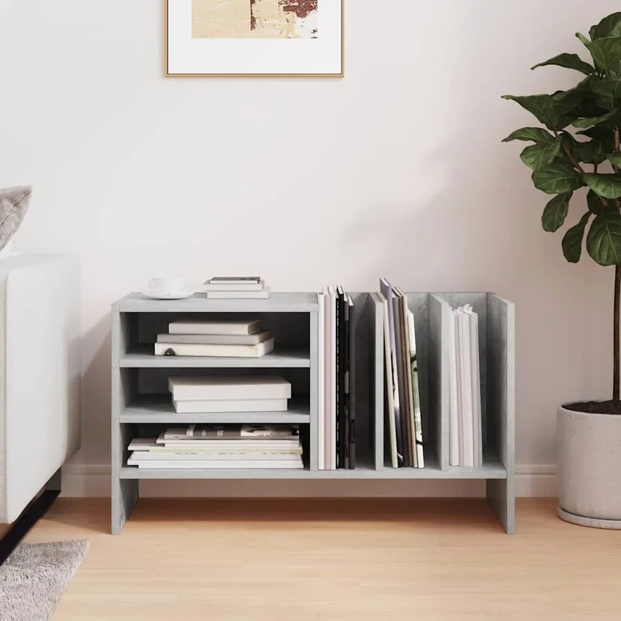 Meuble à vinyles Gris béton 78,5 x 35 x 45 cm Bois d'ingénierie - 4