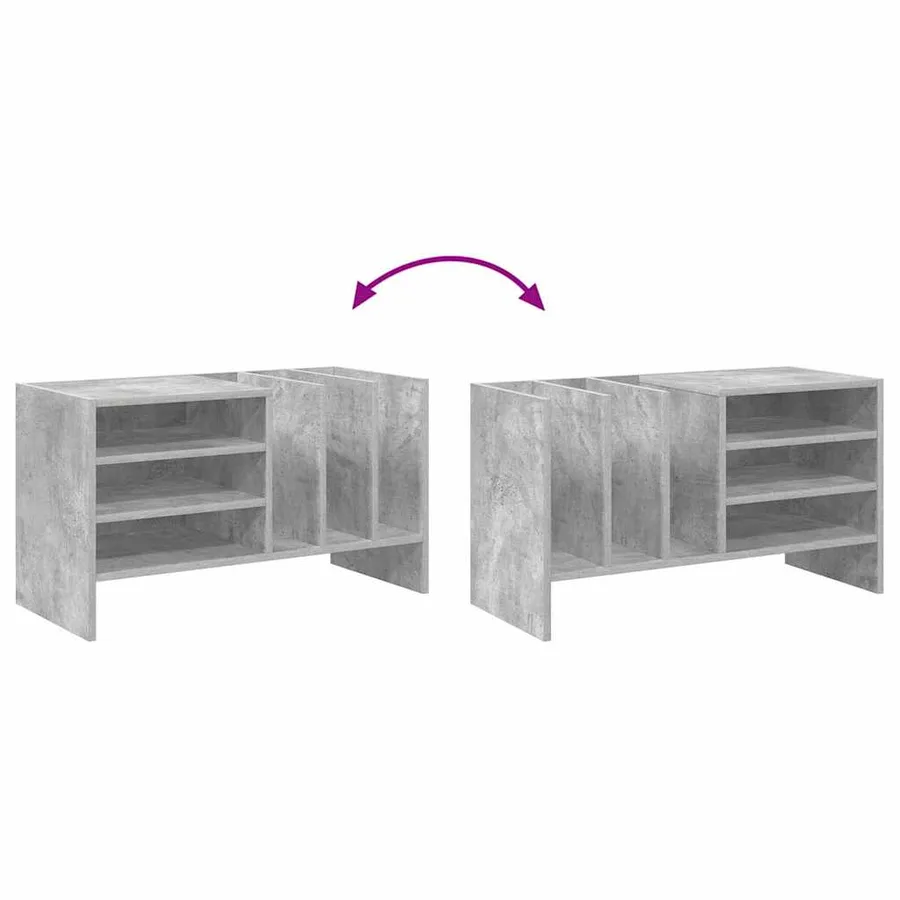 Meuble à vinyles Gris béton 78,5 x 35 x 45 cm Bois d'ingénierie - 8