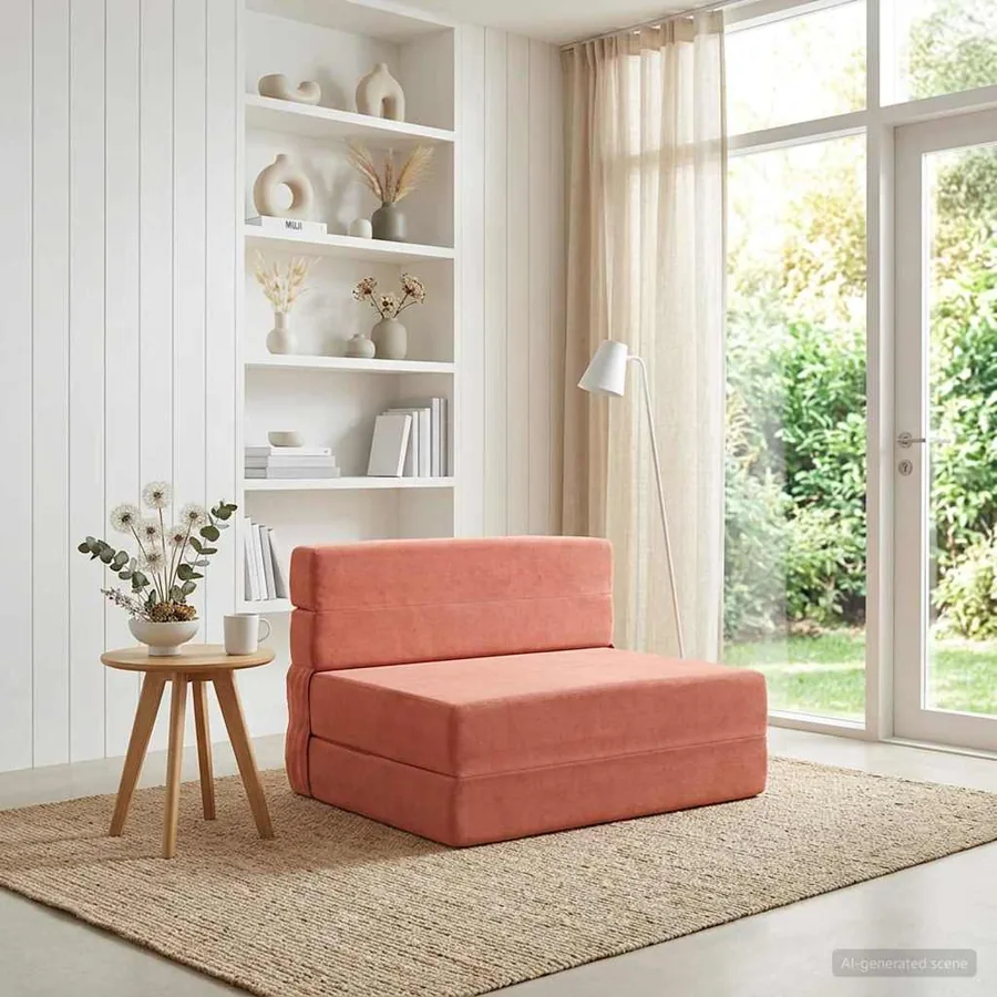 Canapé-lit pliable Rouge orange 70 x 72 x 60 cm Tissu