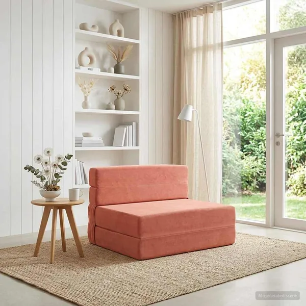 Canapé-lit pliable Rouge orange 70 x 72 x 60 cm Tissu