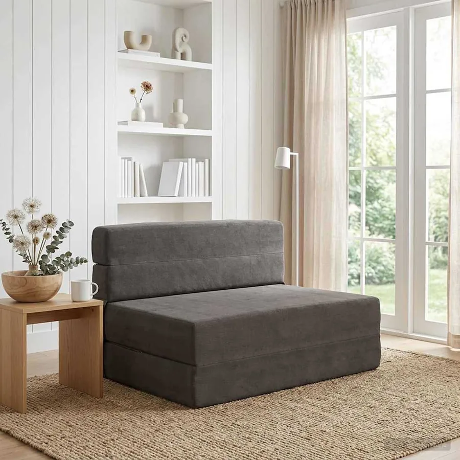 Canapé-lit pliable Gris foncé 100 x 80 x 60 cm Tissu