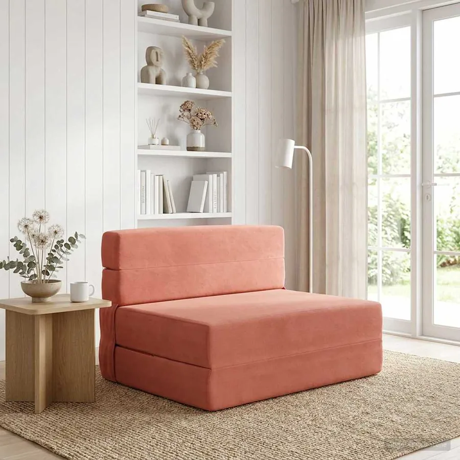 Canapé-lit pliable Rouge orange 70 x 80 x 60 cm Tissu