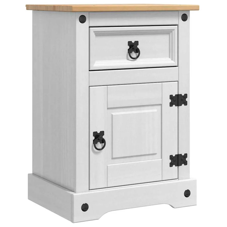 Table de chevet Corona Blanc 45 x 35 x 64 cm Pin massif - 2
