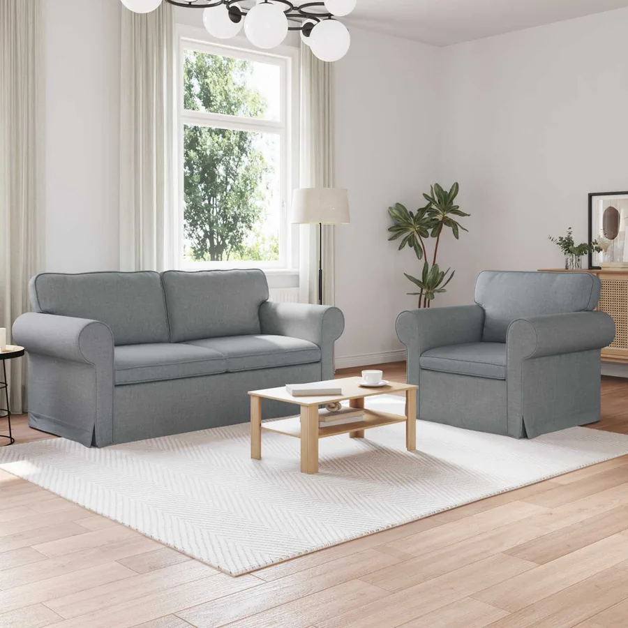 Ensemble de Canapés 2 pcs Gris clair 175 x 82 x 80 cm tissu