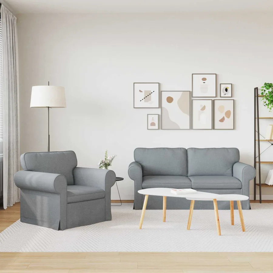 Ensemble de Canapés 2 pcs Gris clair 175 x 82 x 80 cm tissu - 3