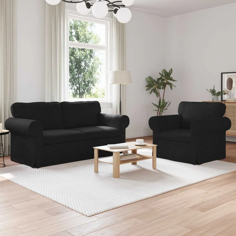 Ensemble de Canapés 2 pcs Noir 175 x 82 x 80 cm tissu