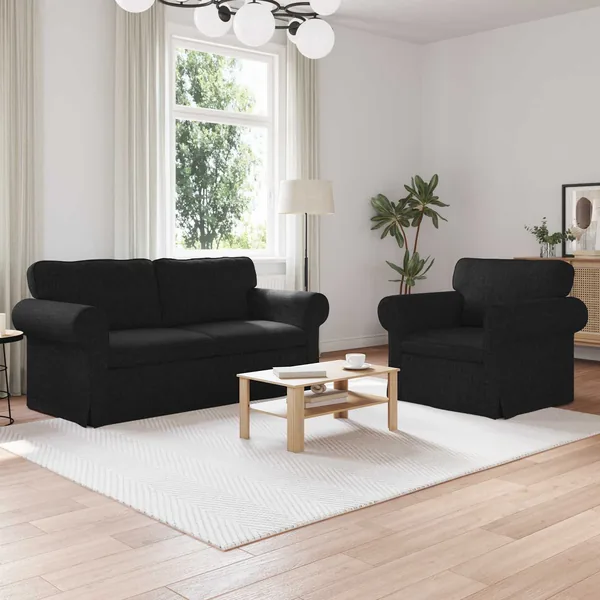 Ensemble de Canapés 2 pcs Noir 175 x 82 x 80 cm tissu