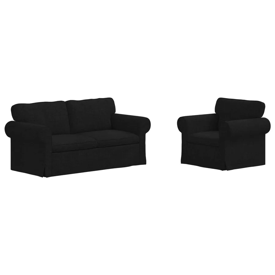 Ensemble de Canapés 2 pcs Noir 175 x 82 x 80 cm tissu - 2