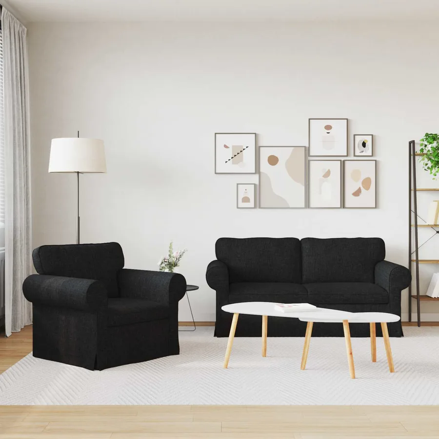 Ensemble de Canapés 2 pcs Noir 175 x 82 x 80 cm tissu - 3