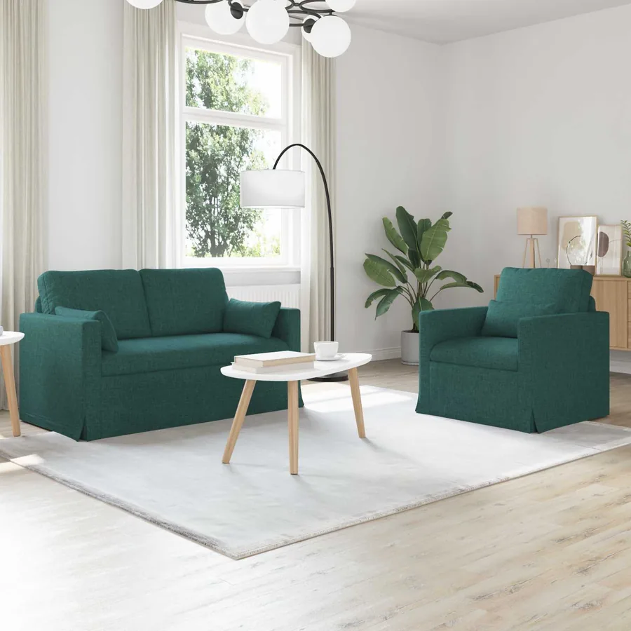 Ensemble de Canapés 2 pcs Vert foncé 139 x 78 x 80 cm tissu