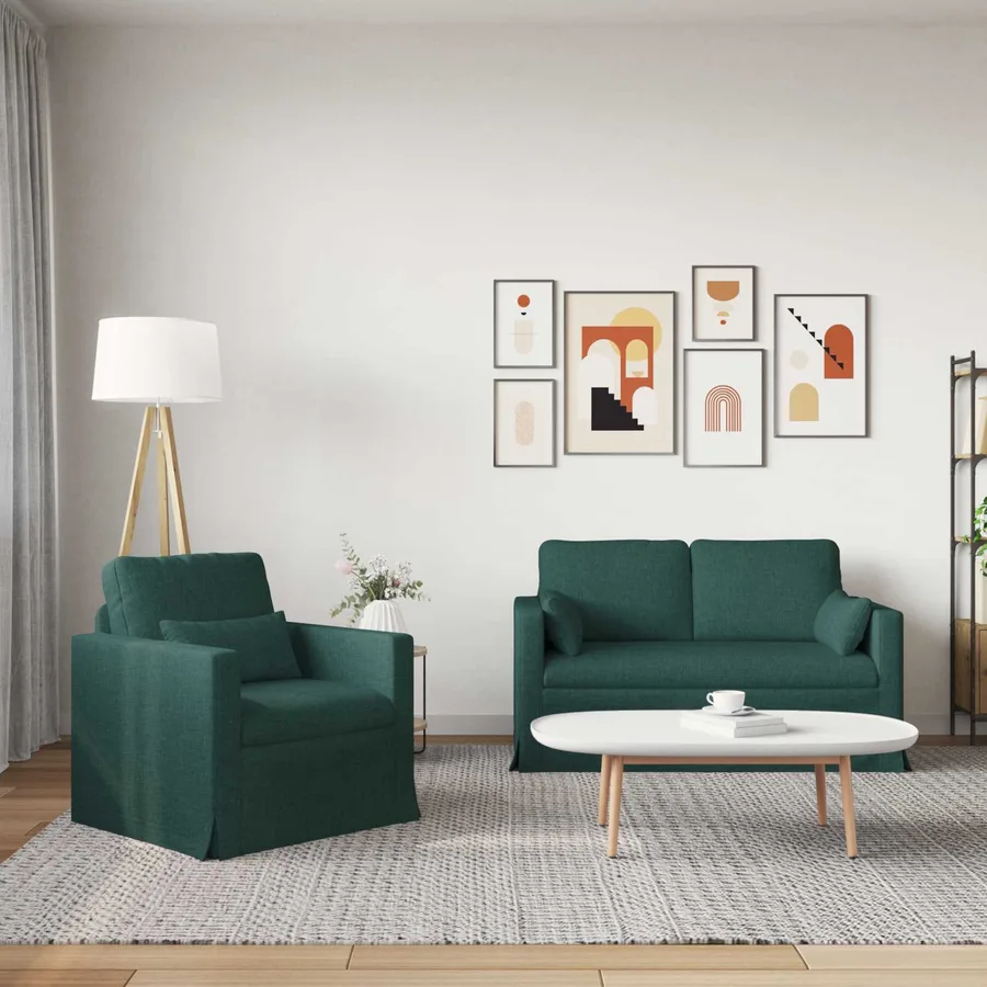 Ensemble de Canapés 2 pcs Vert foncé 139 x 78 x 80 cm tissu - 3