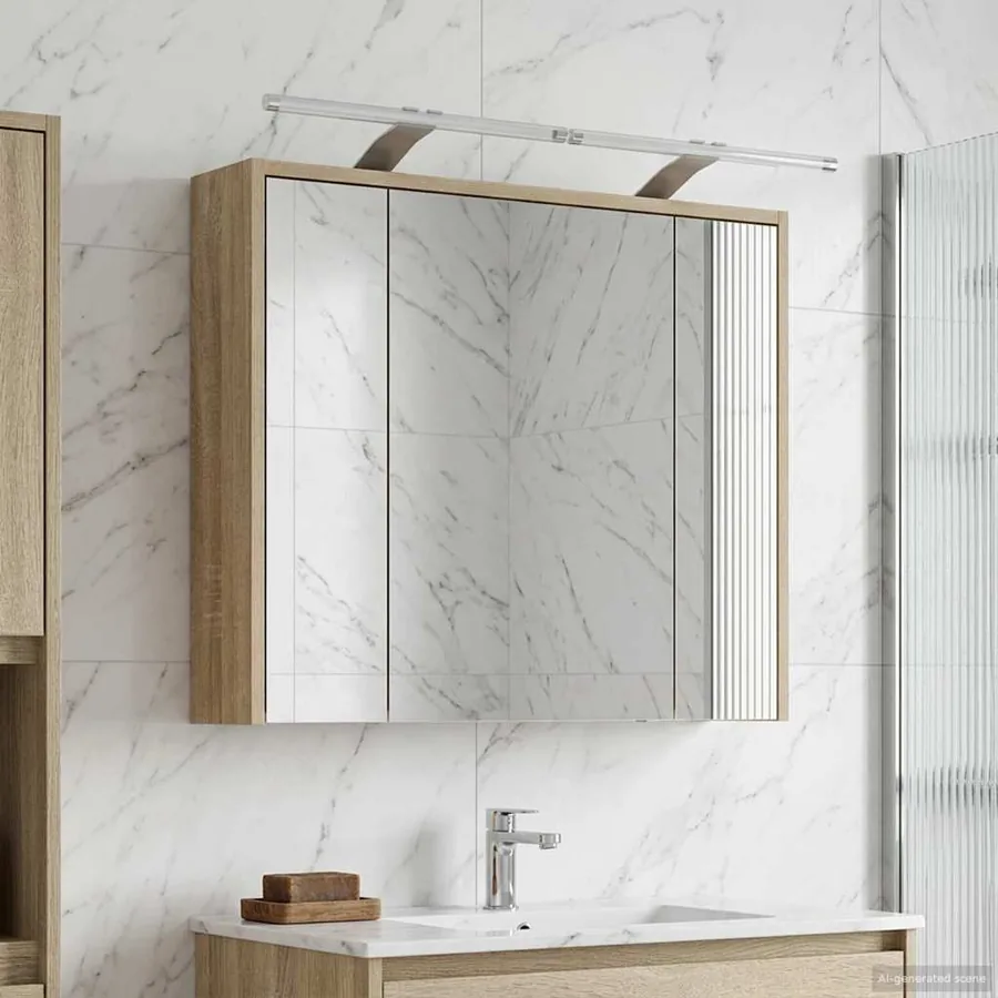 Armoire Miroir de Salle de Bain Chêne Sonoma