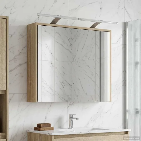 Armoire Miroir de Salle de Bain Chêne Sonoma