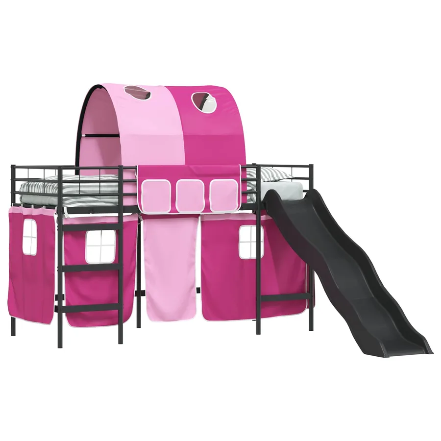 Lit mezzanine pour enfants Noir et rose 100 x 190 cm Métал - 2