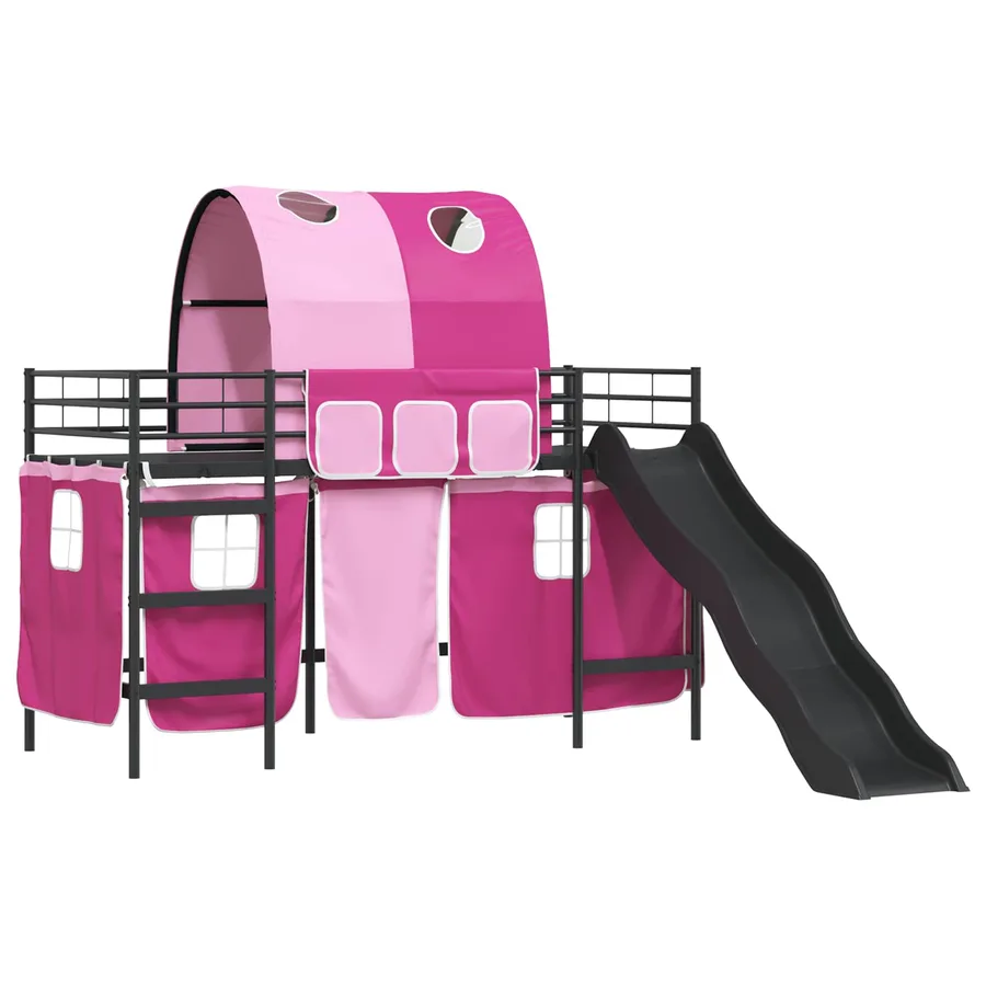 Lit mezzanine pour enfants Noir et rose 100 x 190 cm Métал - 4