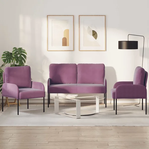 Ensembles de canapés 3 pcs Violet 115 x 56 x 80 cm Contreplaqué