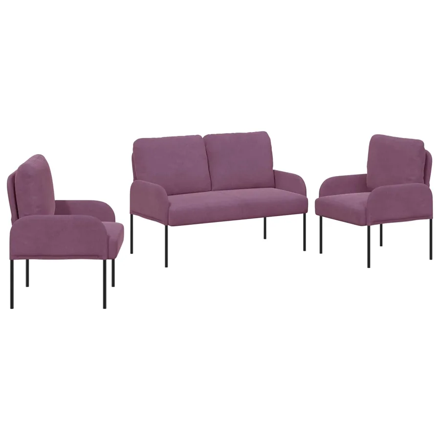 Ensembles de canapés 3 pcs Violet 115 x 56 x 80 cm Contreplaqué - 2