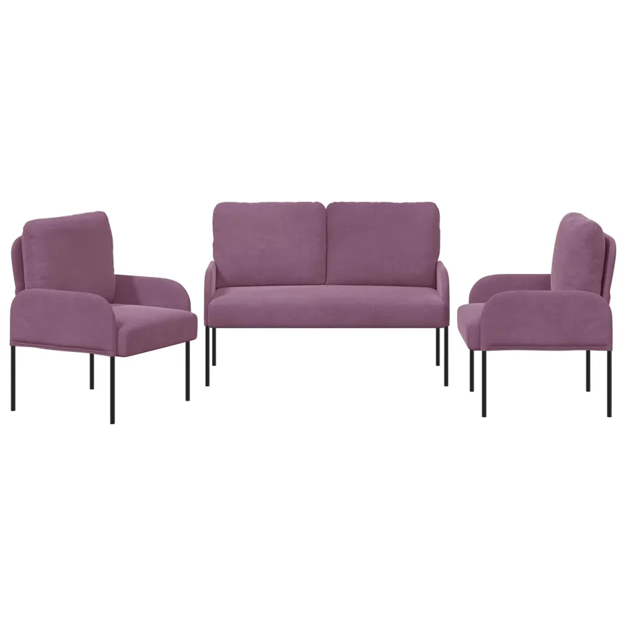 Ensembles de canapés 3 pcs Violet 115 x 56 x 80 cm Contreplaqué - 6